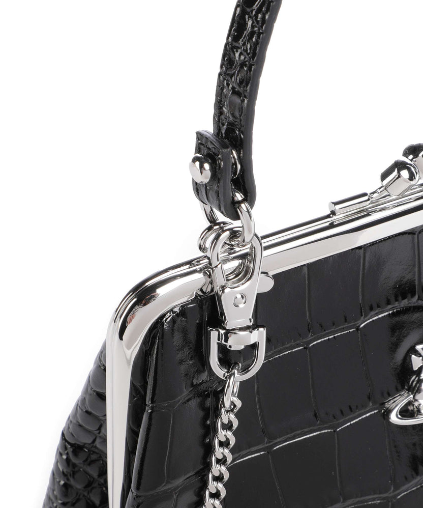 Vivienne Westwood Granny Frame Embossed Croc Handbag black