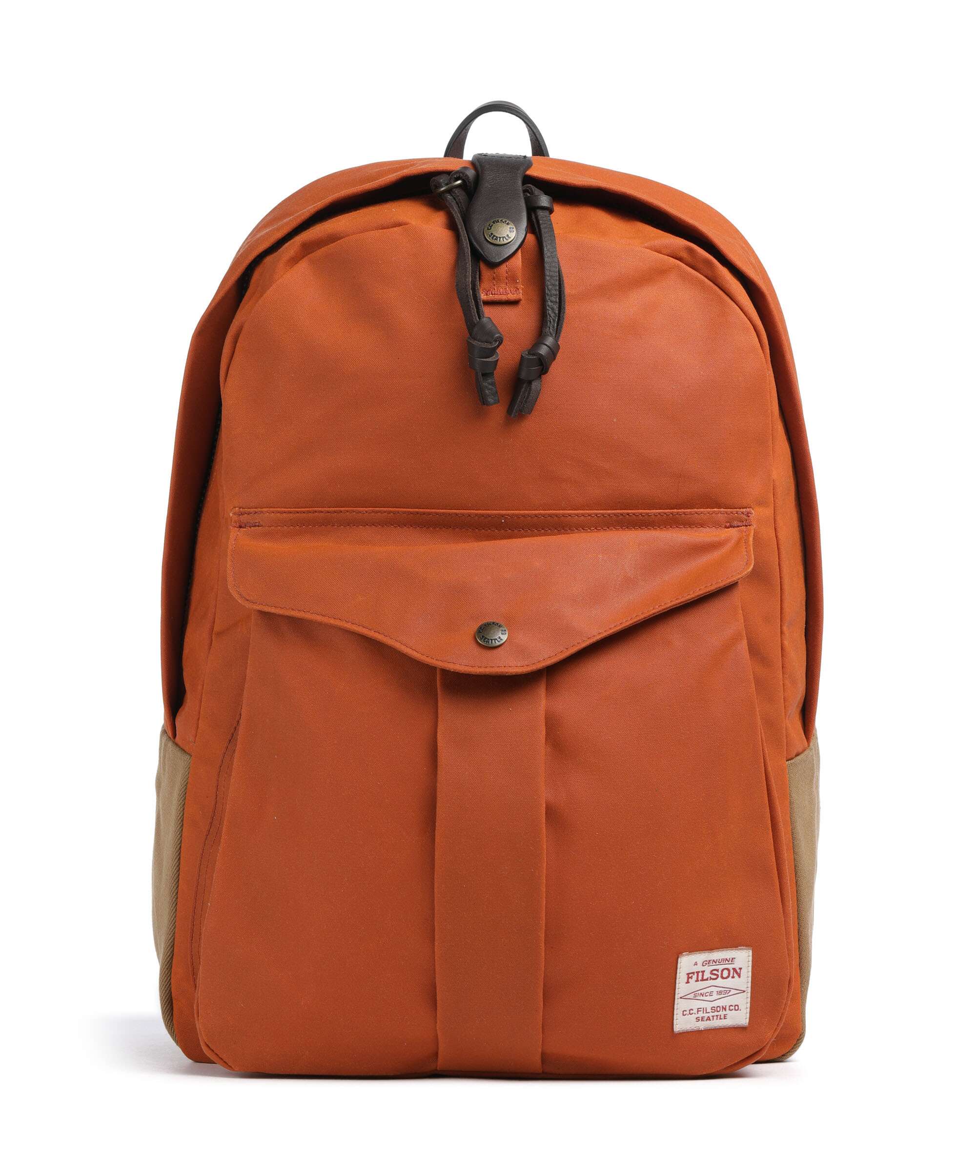 Filson Oil Finish Tin Cloth Journeyman Backpack rust