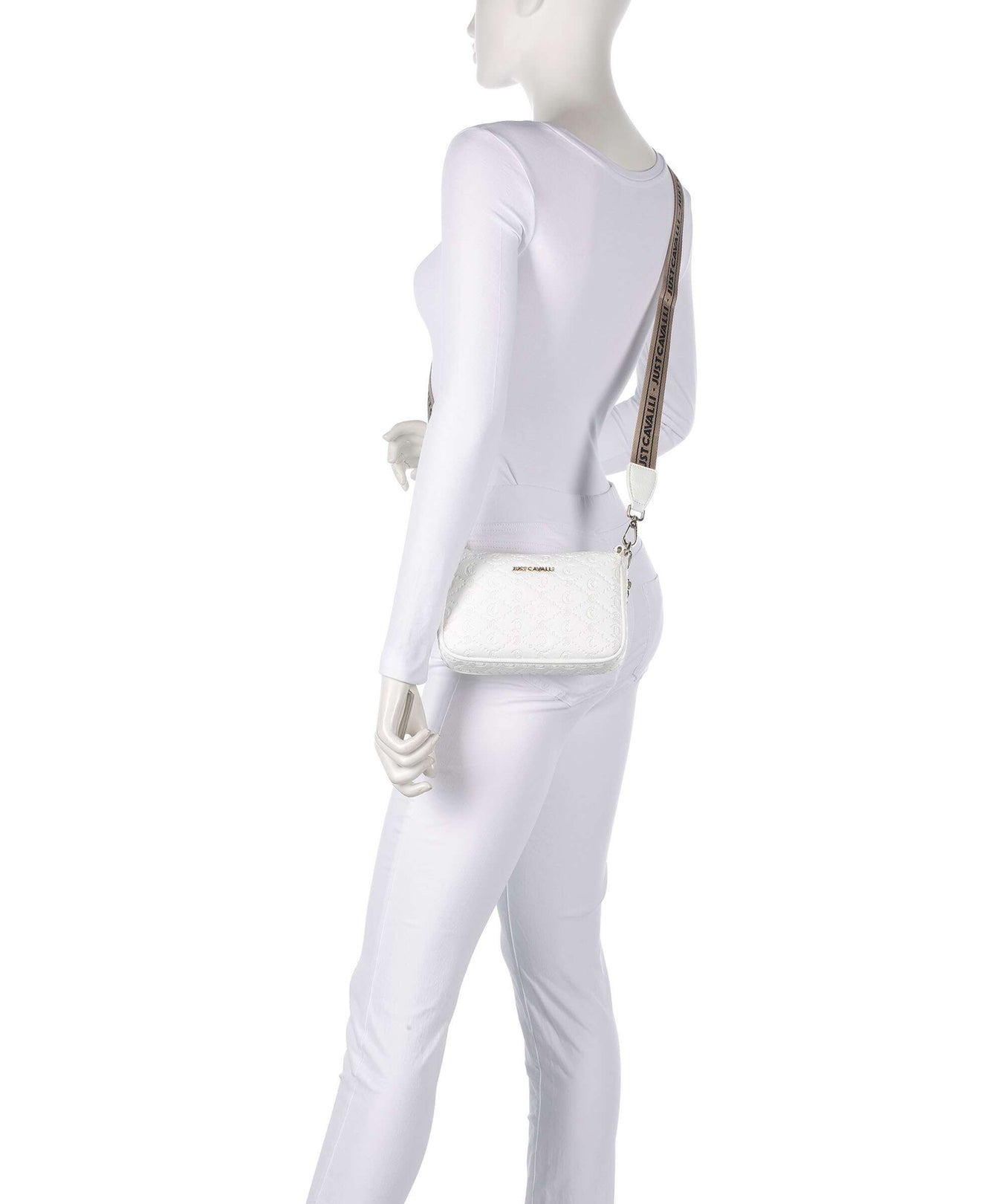 Just Cavalli All Over Gothic Shoulder bag white