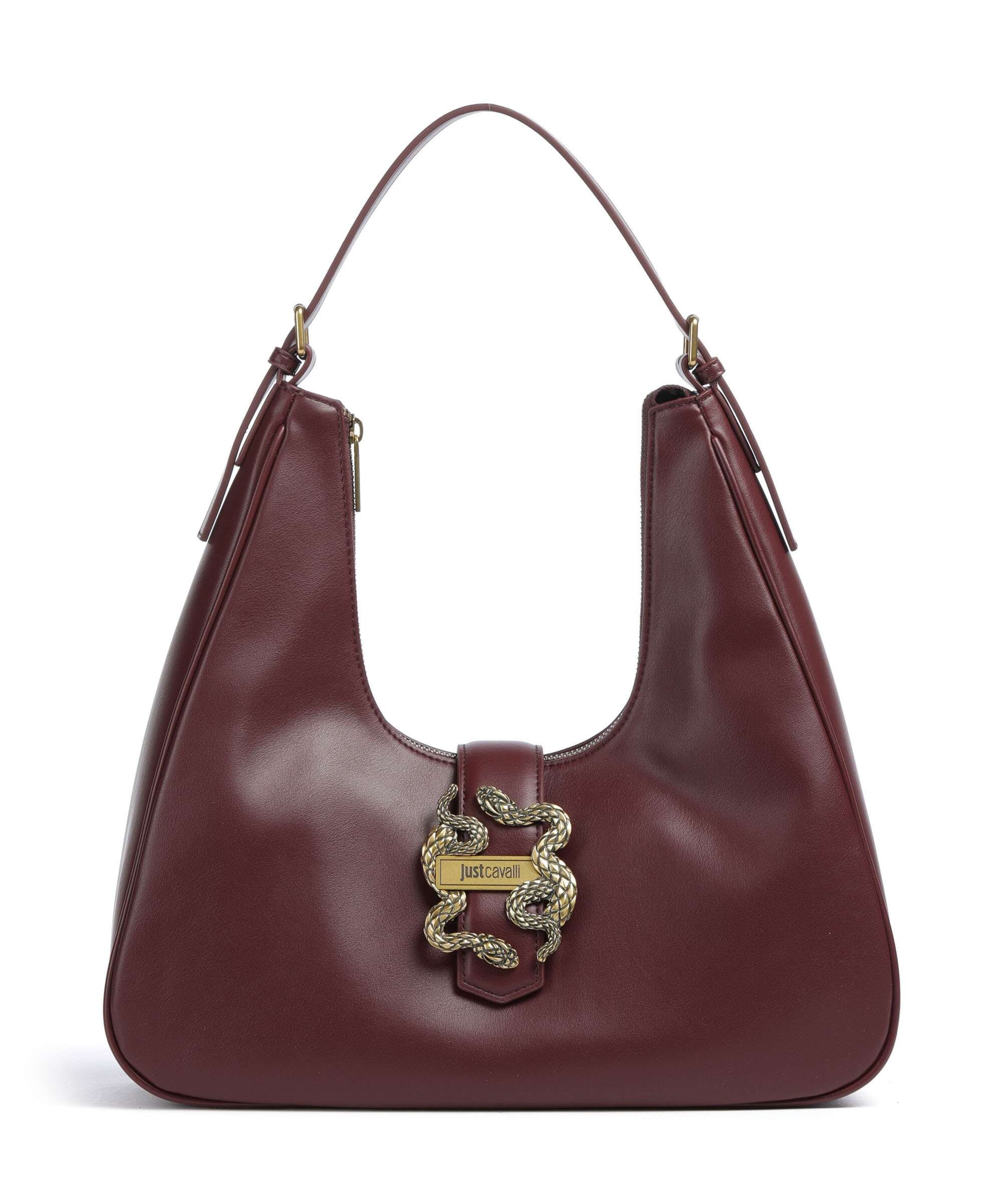 Just Cavalli Iconic Snakes Hobo bag cordovan