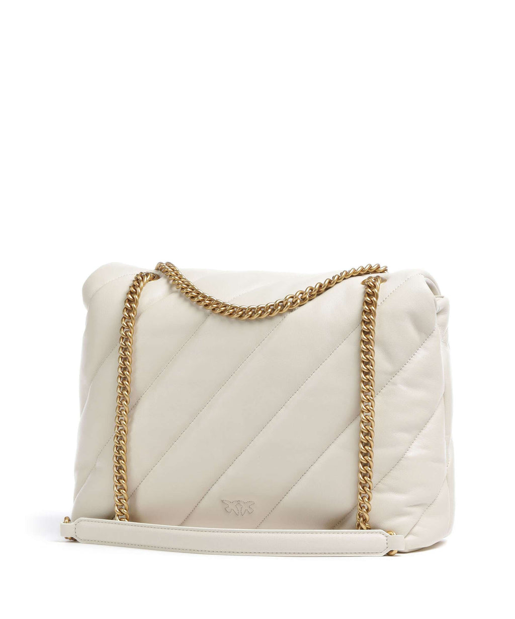 Pinko Love Puff Big Shoulder bag bianco seta/antique gold