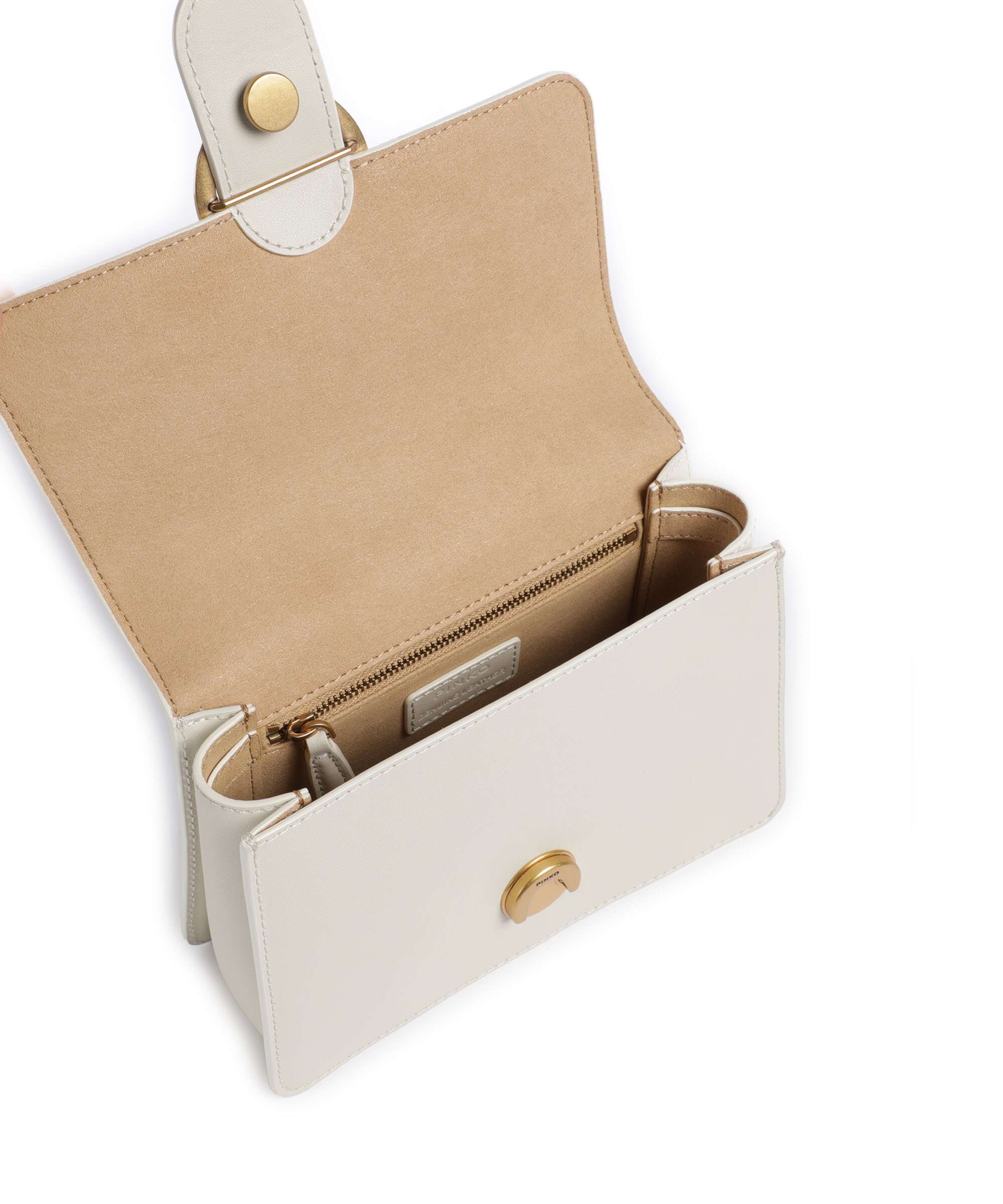 Pinko Love One Mini Crossbody bag bianco seta/antique gold