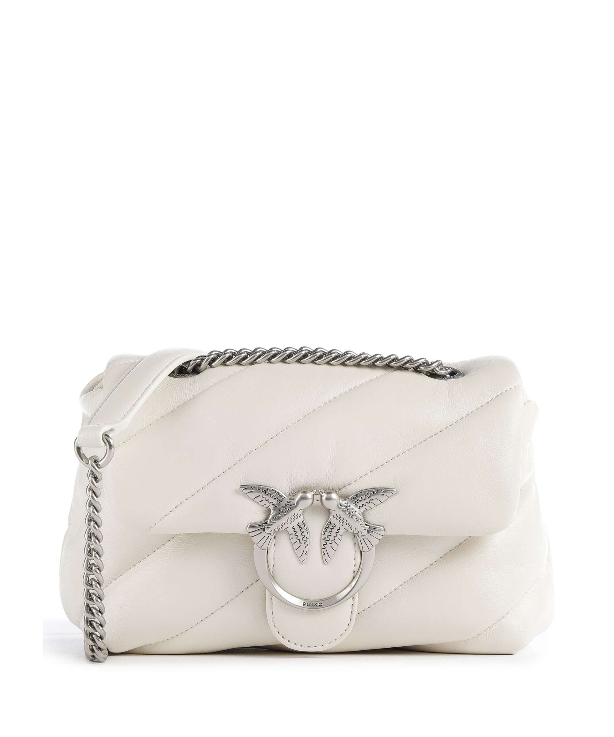 Pinko Love Puff Mini Shoulder bag bianco seta/old silver