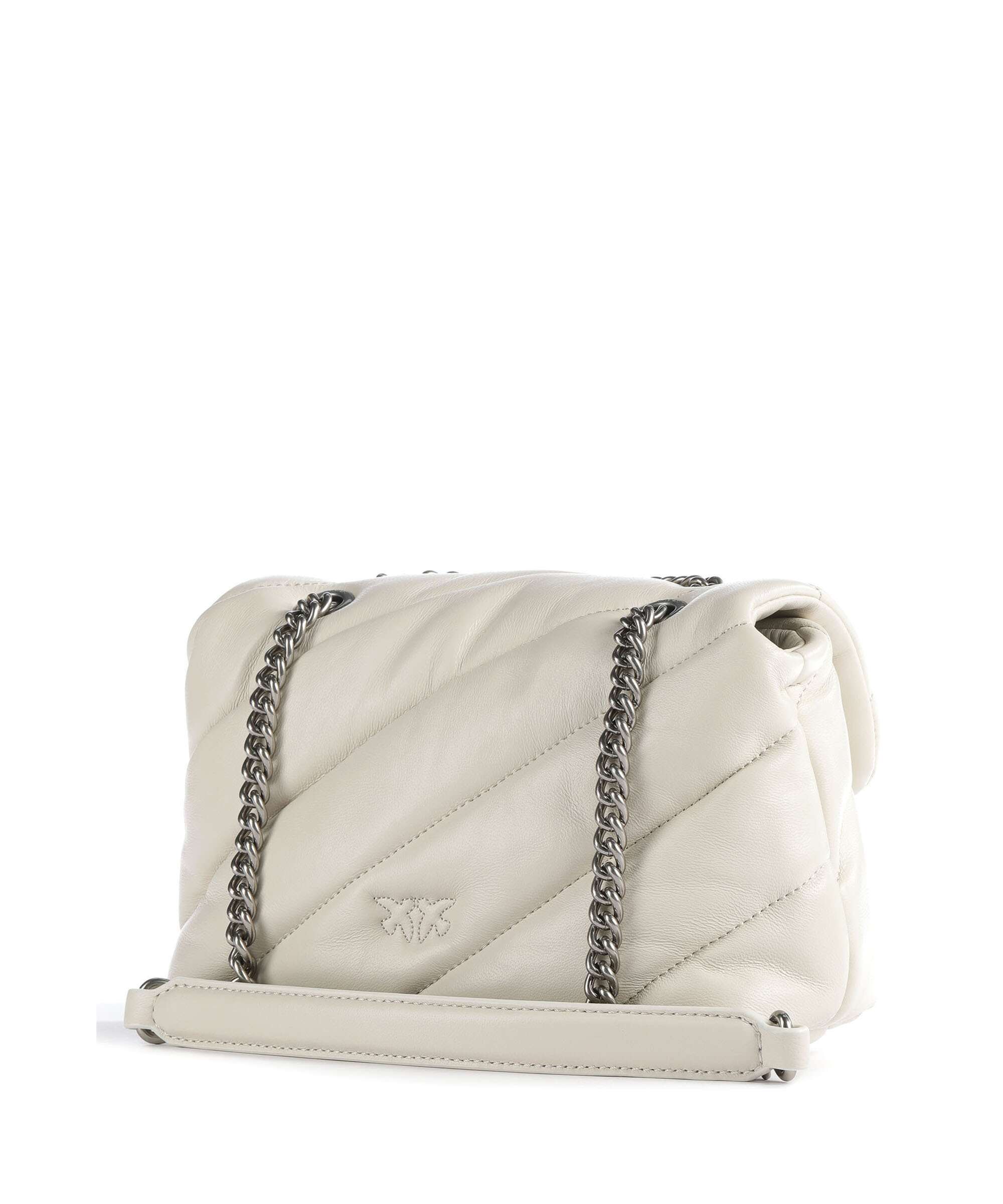 Pinko Love Puff Mini Shoulder bag bianco seta/old silver