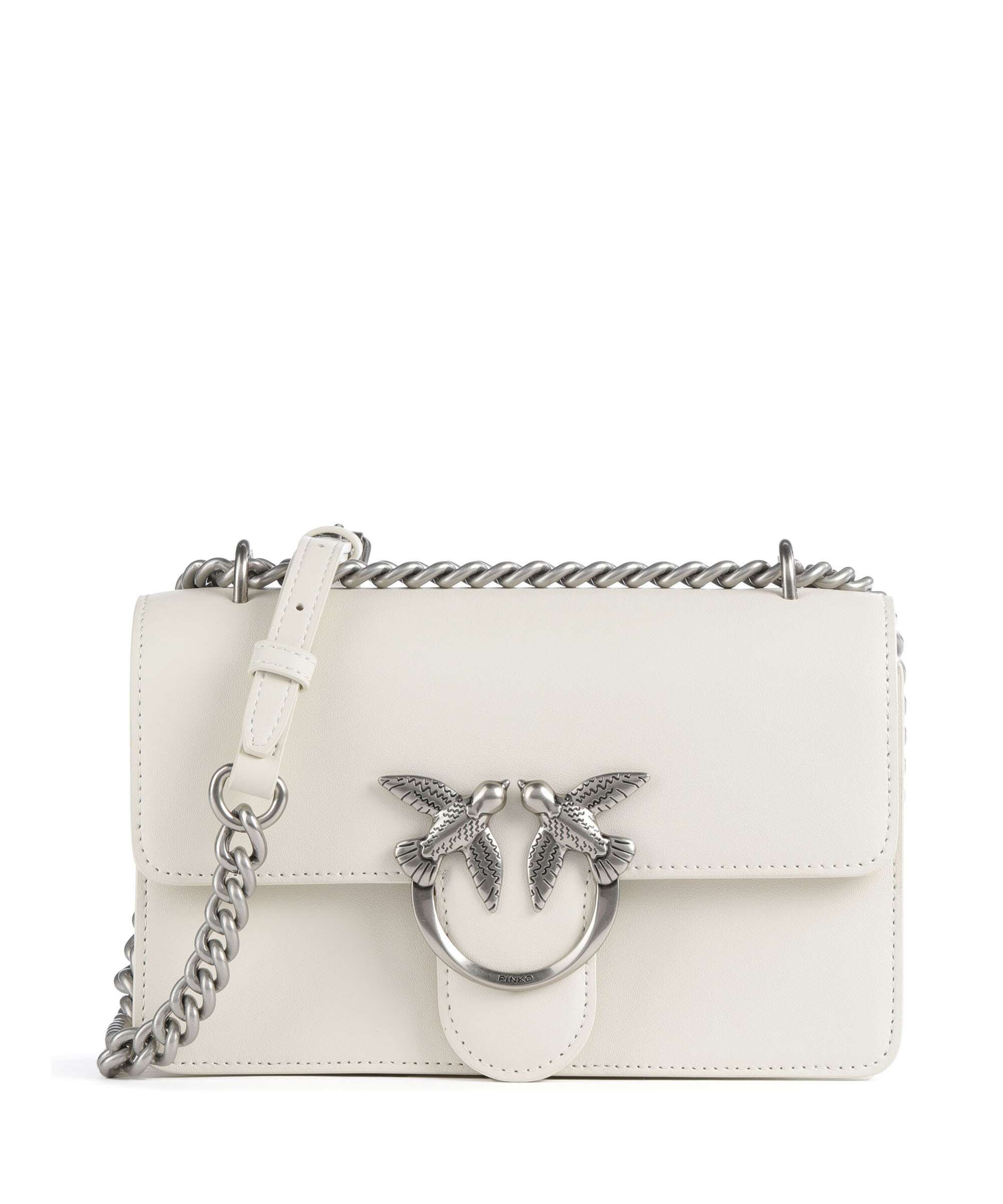 Pinko Love One Mini Shoulder bag bianco seta/old silver