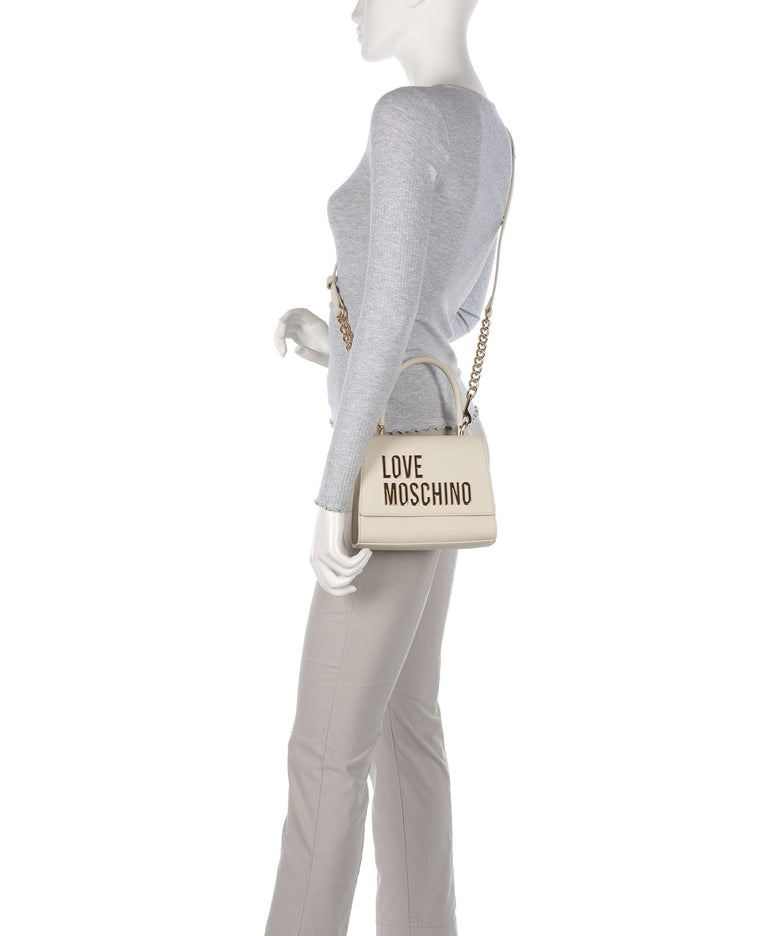 Love Moschino Bold Love Laminated Crossbody bag avorio