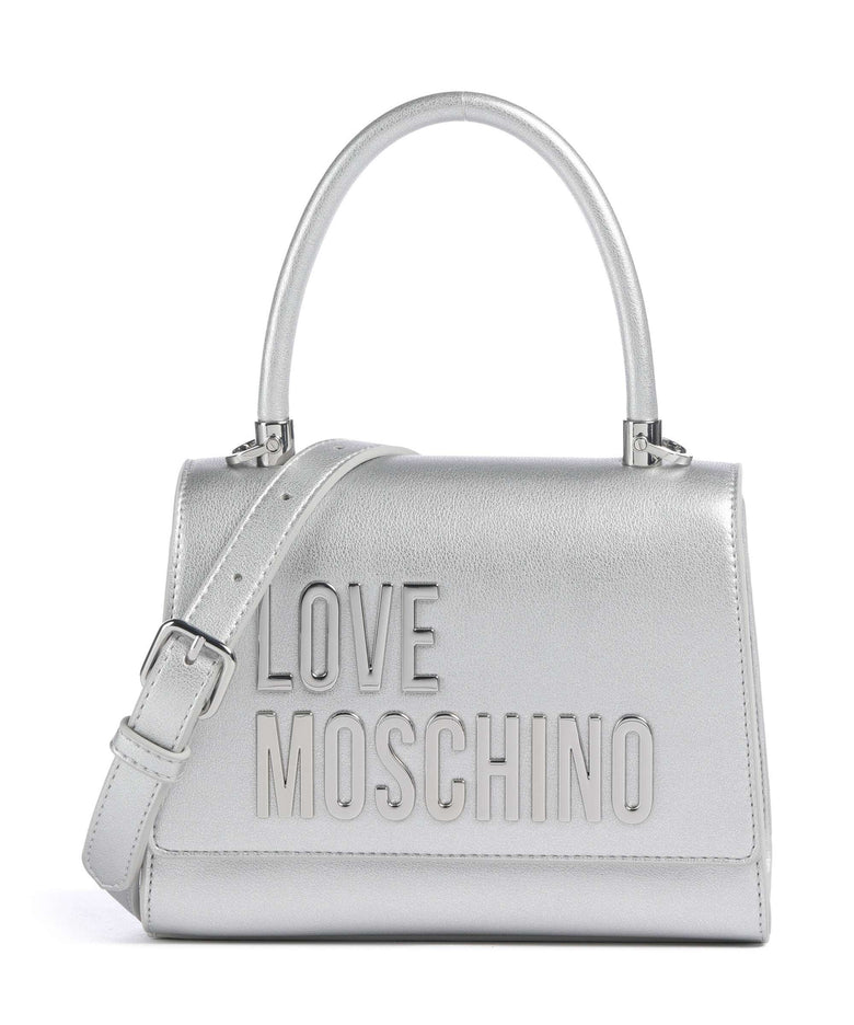 Love Moschino Bold Love Laminated Crossbody bag metallic silver