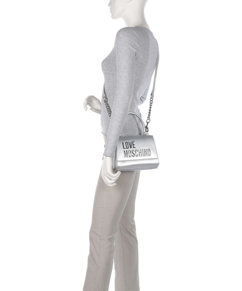 Love Moschino Bold Love Laminated Crossbody bag metallic silver