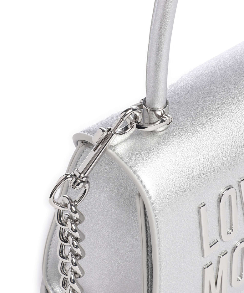 Love Moschino Bold Love Laminated Crossbody bag metallic silver