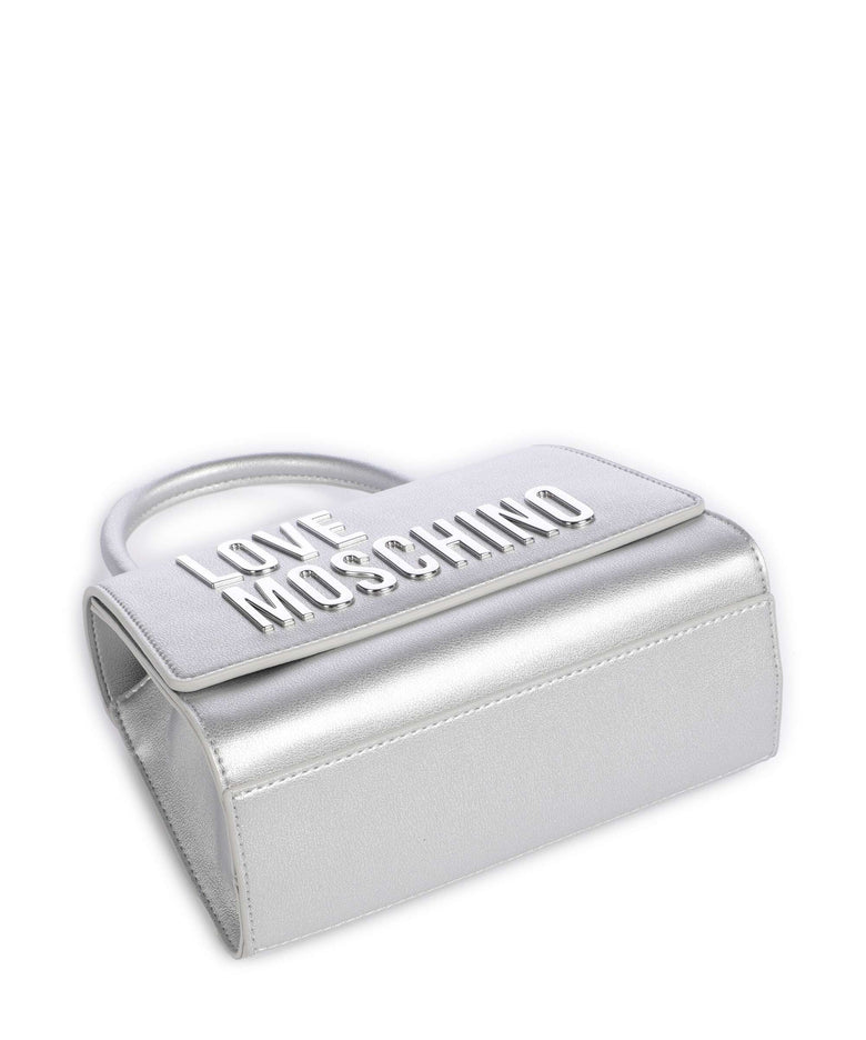 Love Moschino Bold Love Laminated Crossbody bag metallic silver