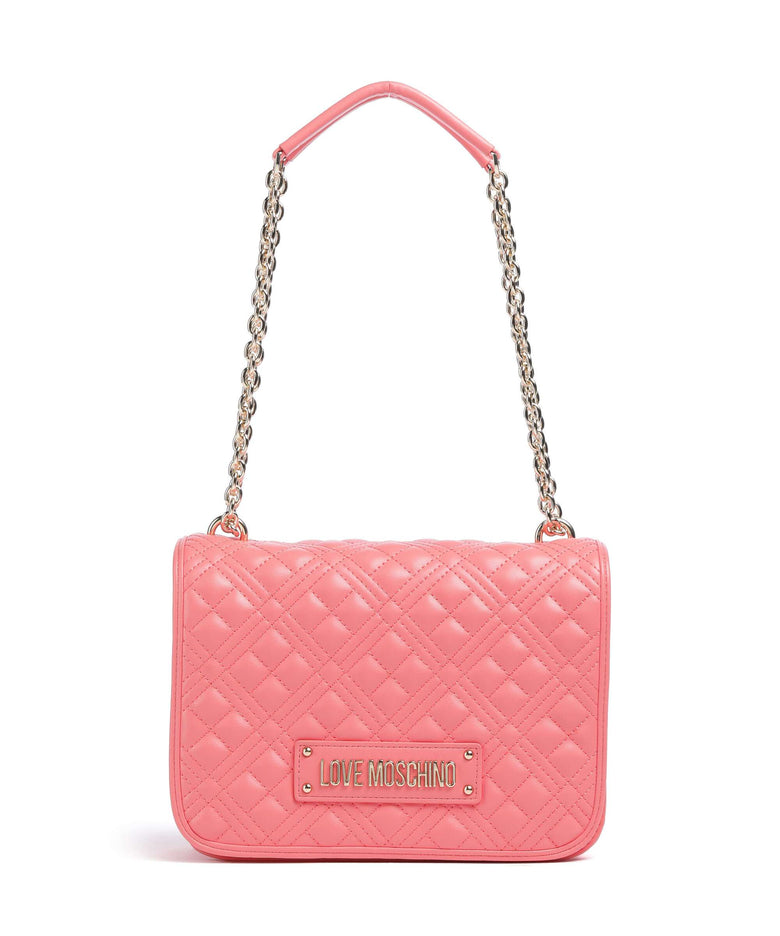 Love Moschino Quilted Laminated Shoulder bag coral