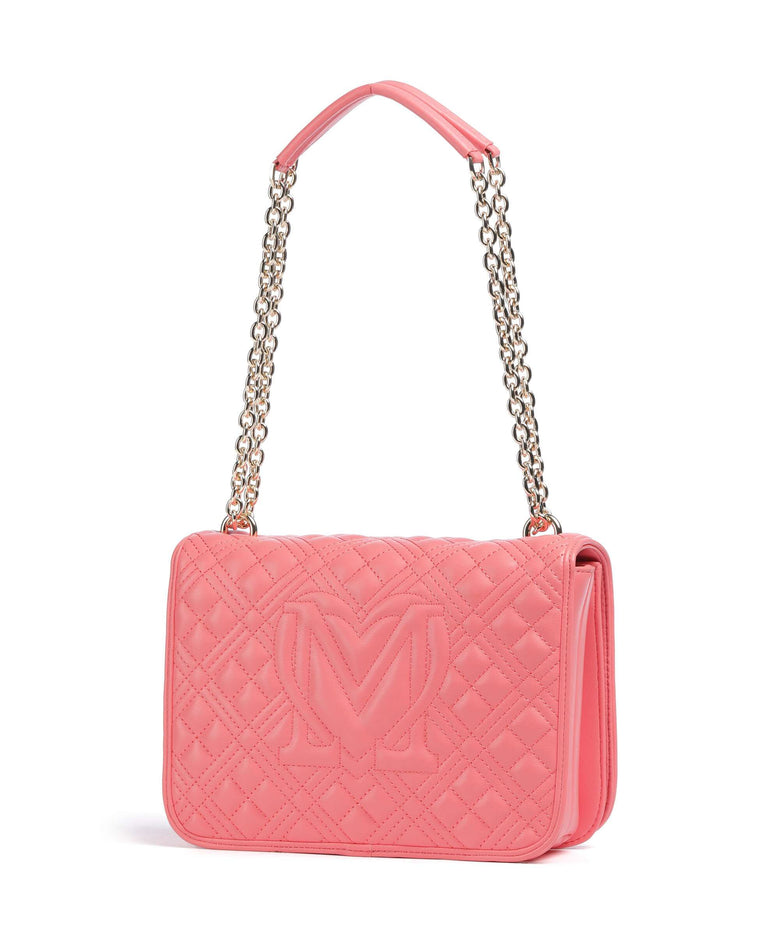 Love Moschino Quilted Laminated Shoulder bag coral