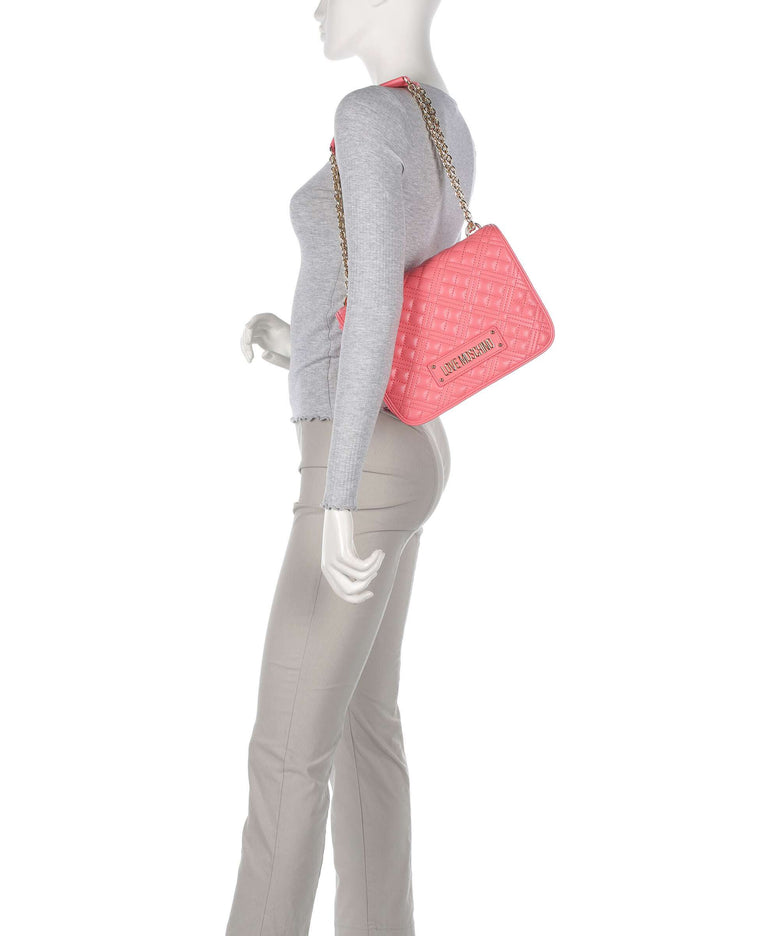 Love Moschino Quilted Laminated Shoulder bag coral