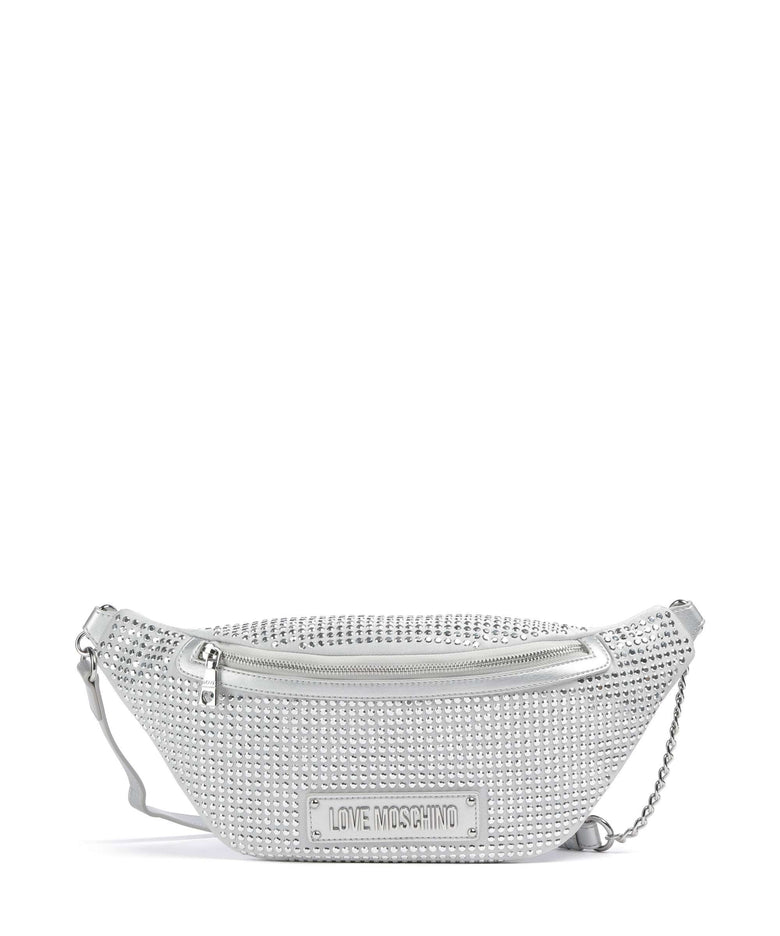Love Moschino Sparkling Belt bag metallic silver