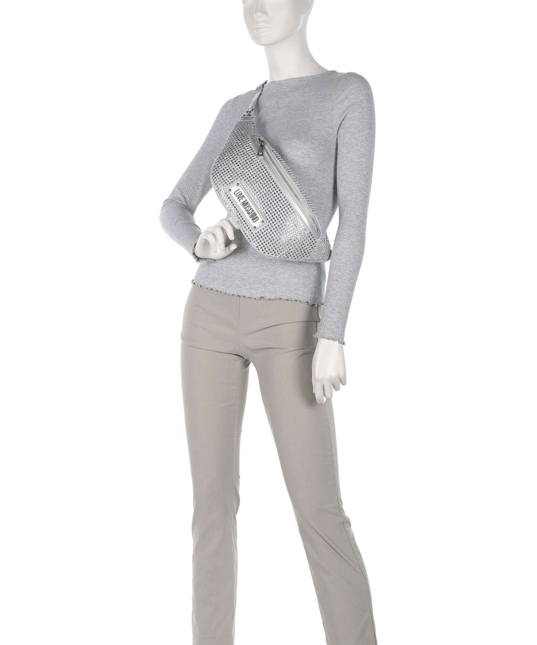 Love Moschino Sparkling Belt bag metallic silver