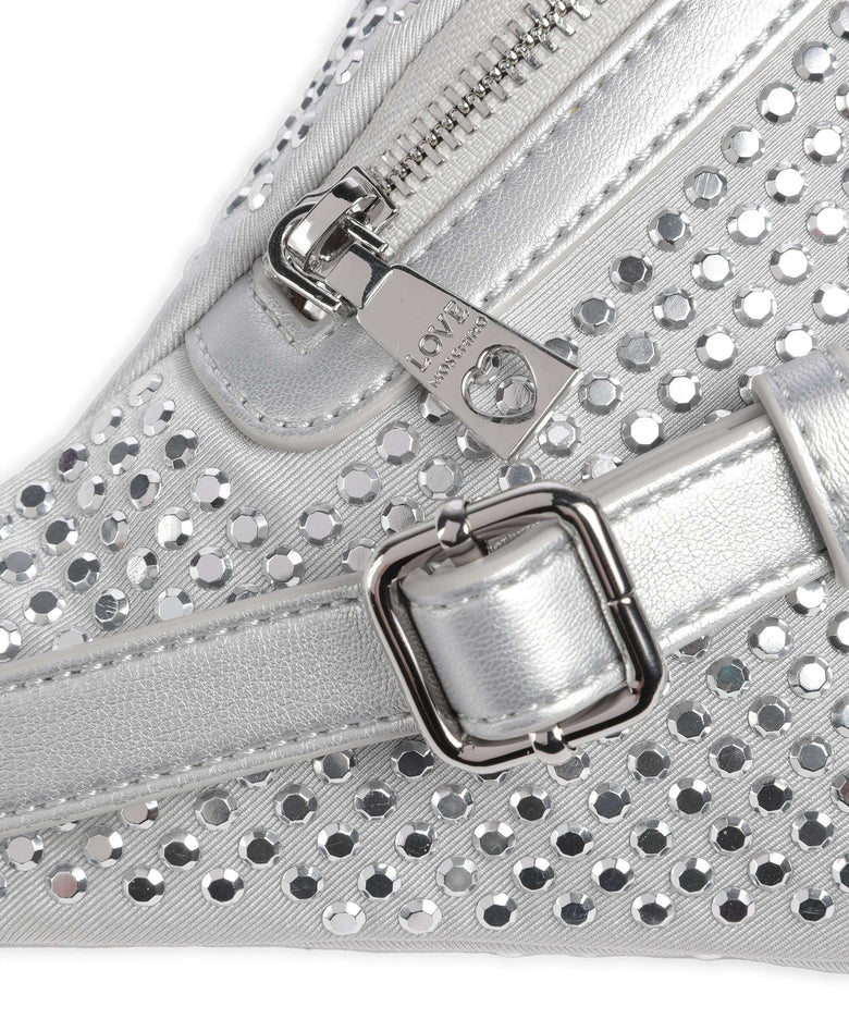 Love Moschino Sparkling Belt bag metallic silver