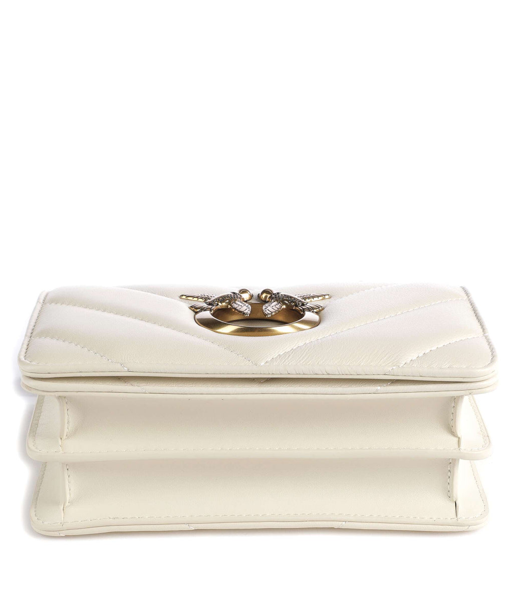 Pinko Love Click Mini Crossbody bag bianco seta/antique gold
