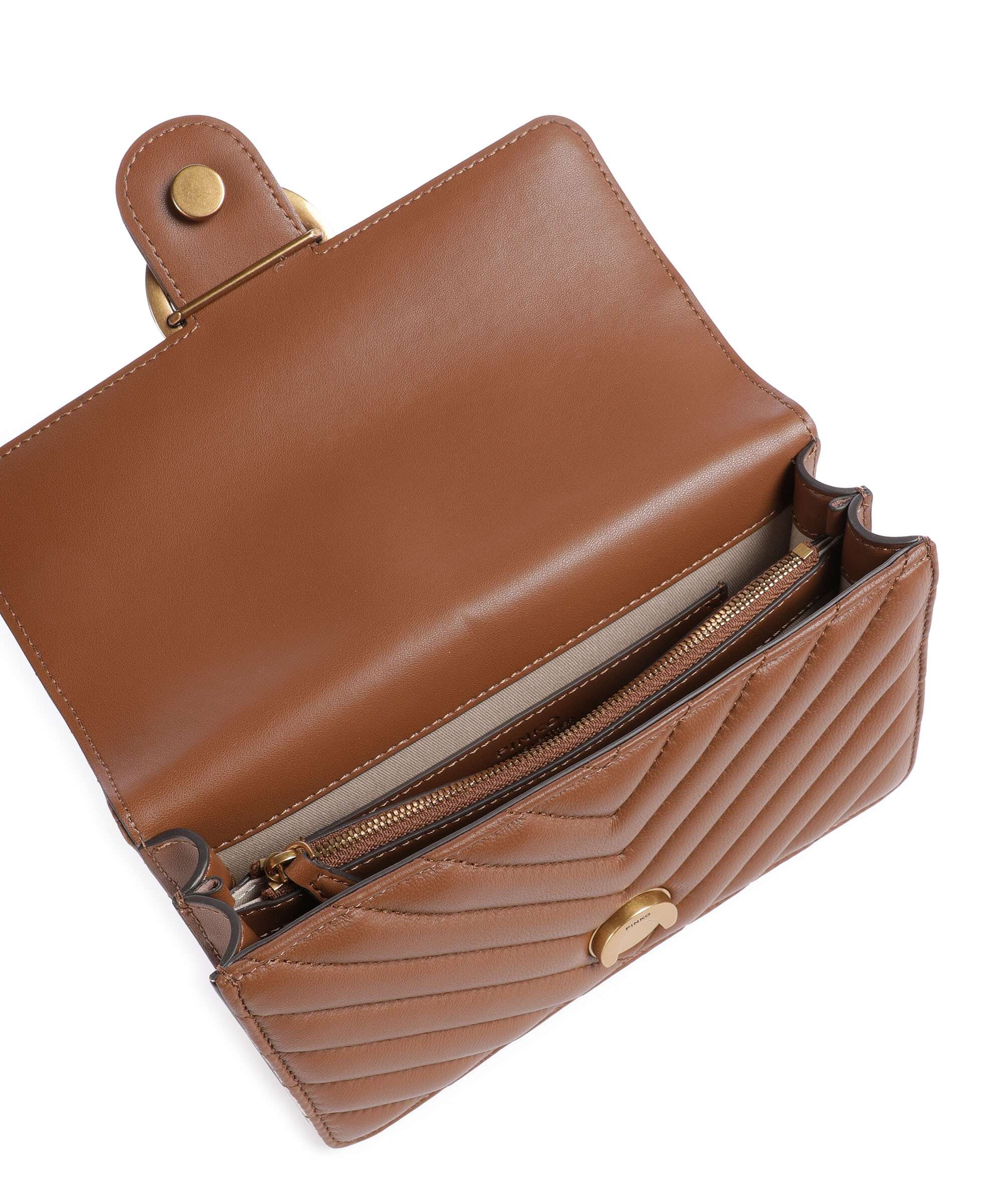 Pinko Love One Mini Shoulder bag marrone/leone/antique gold