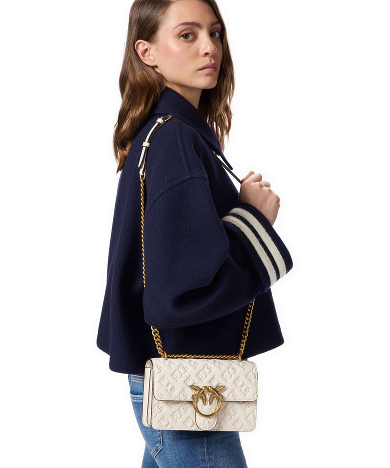 Pinko Love One Mini Shoulder bag bianco seta/antique gold
