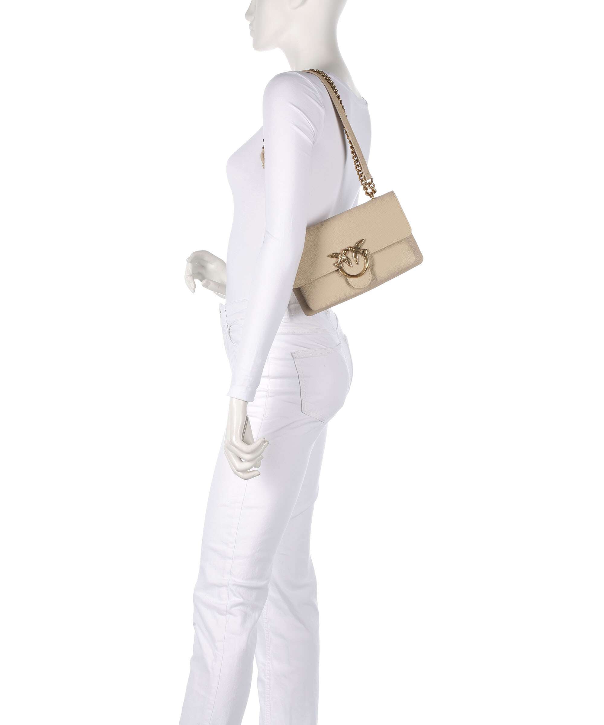 Pinko Love Soft Mini Shoulder bag beige/grigio fumo/antique gold