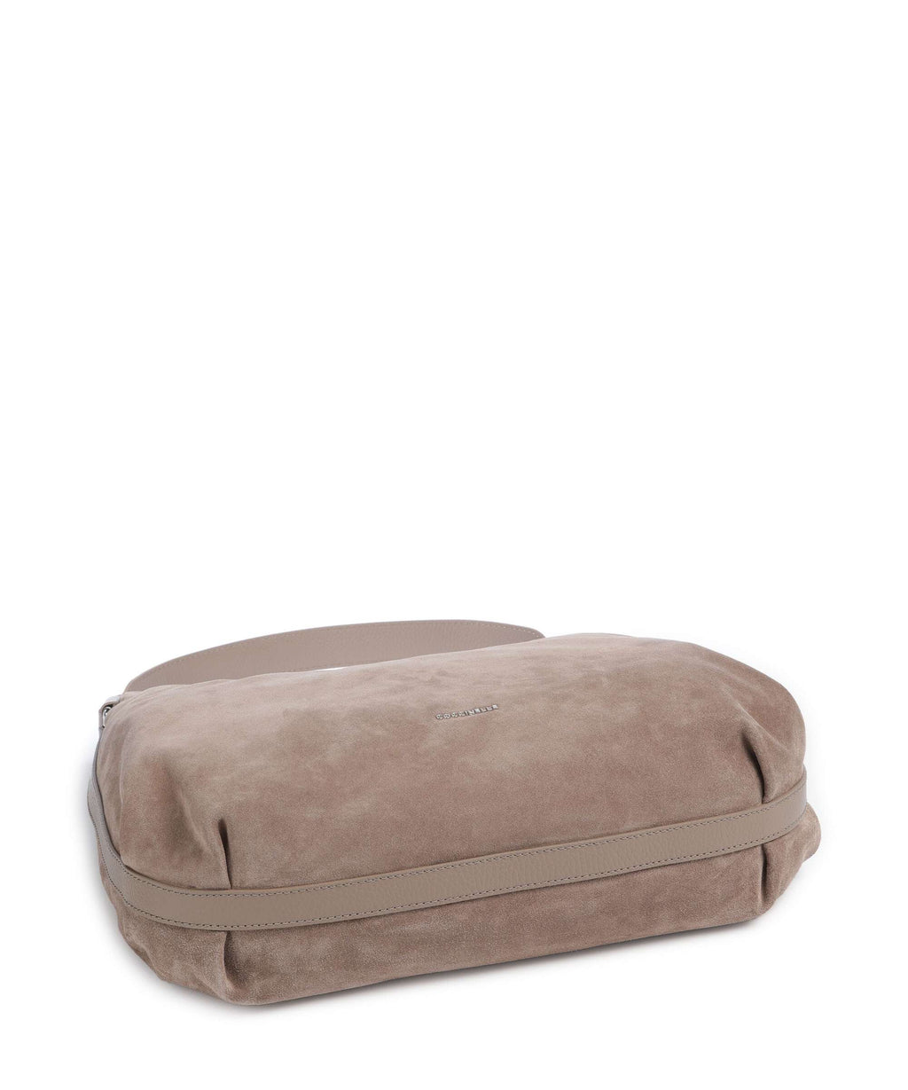 Coccinelle Rebekka Suede Hobo bag warm taupe