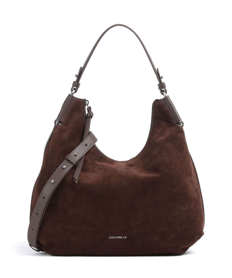 Coccinelle Rebekka Suede Hobo bag brunette