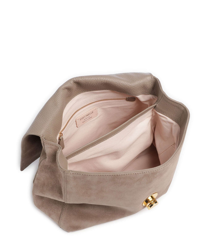 Coccinelle Liya Suede Handbag warm taupe