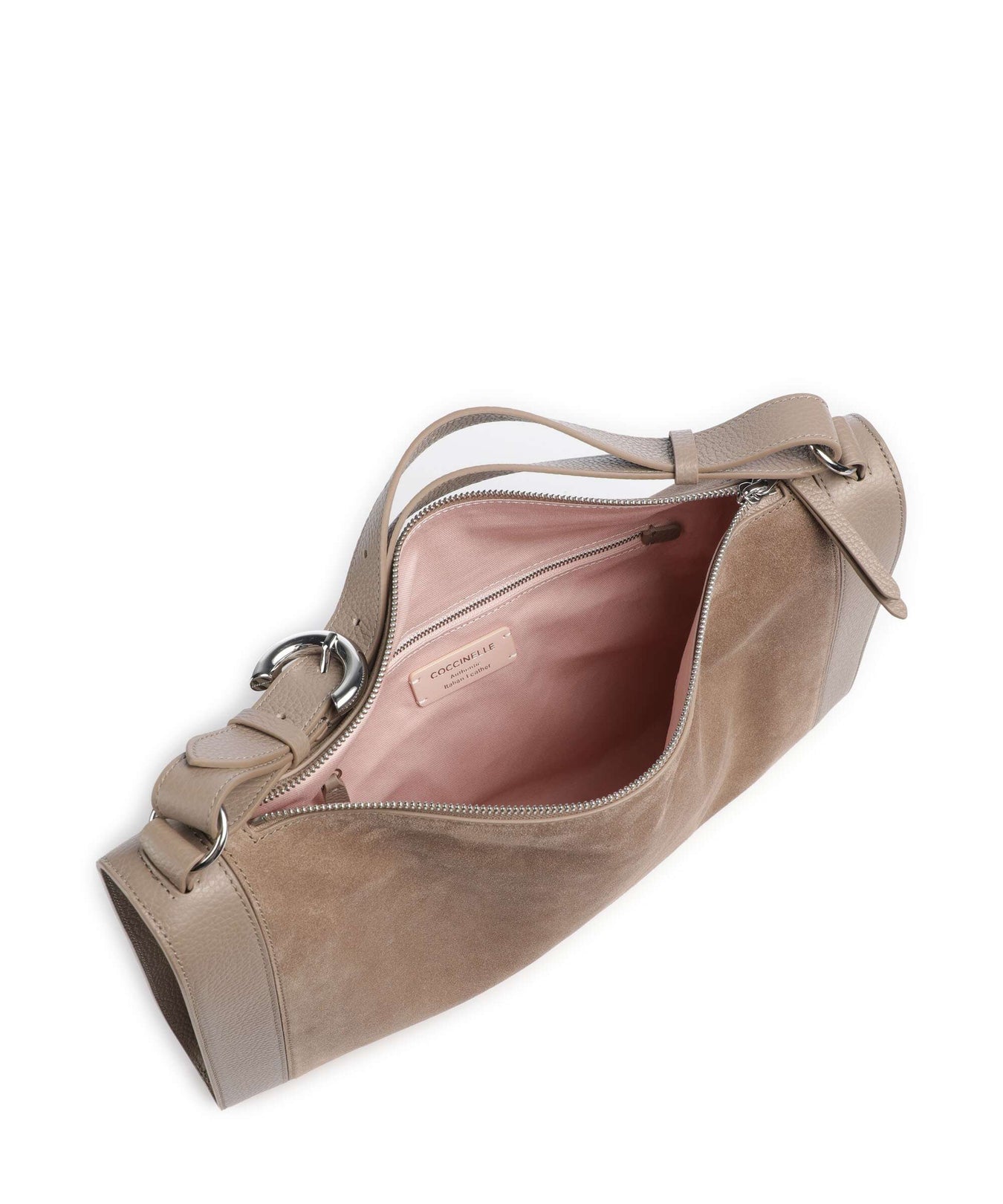 Coccinelle Elinor Suede Hobo bag warm taupe