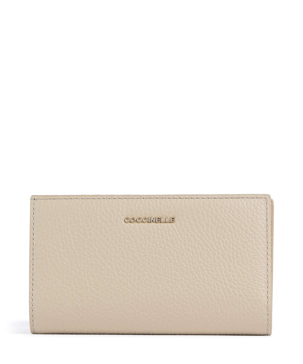 Coccinelle Metallic Soft RFID Wallet sandshell