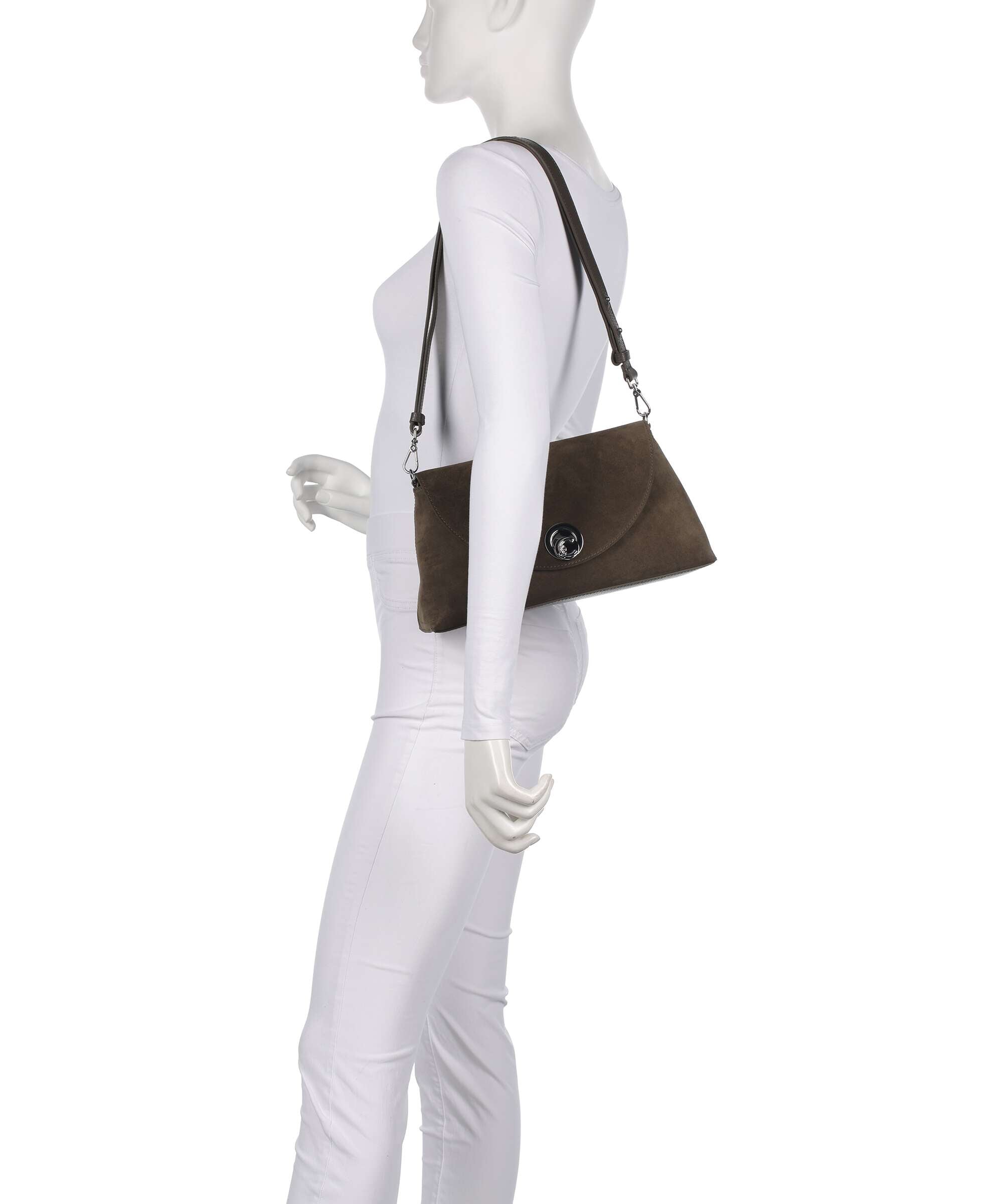 Coccinelle Nikla Suede Shoulder bag fango