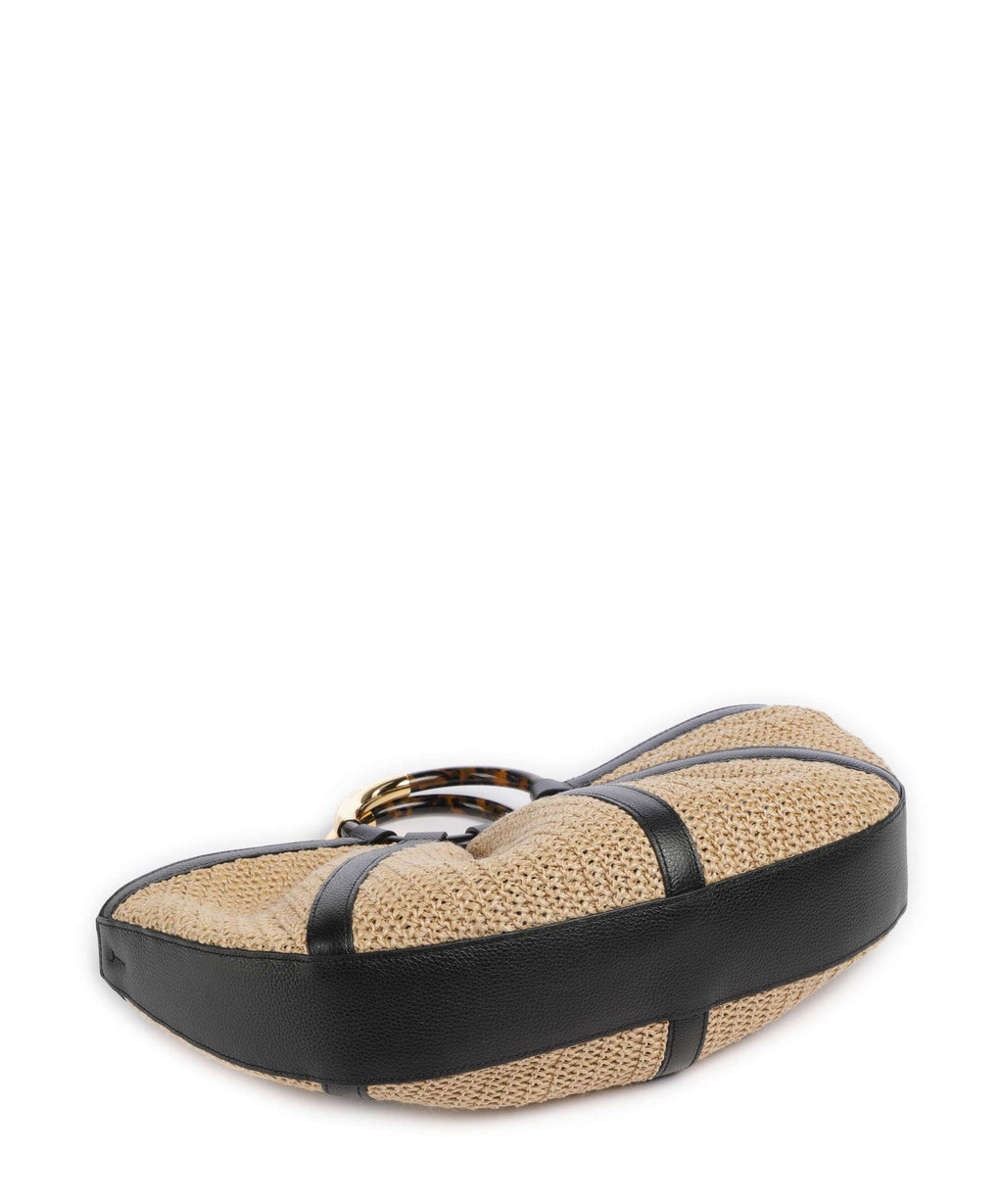 Coccinelle Shell Straw Handbag natural/noir