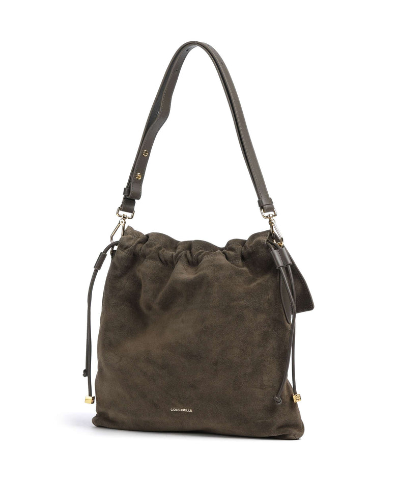 Coccinelle Lidia Suede Hobo bag fango