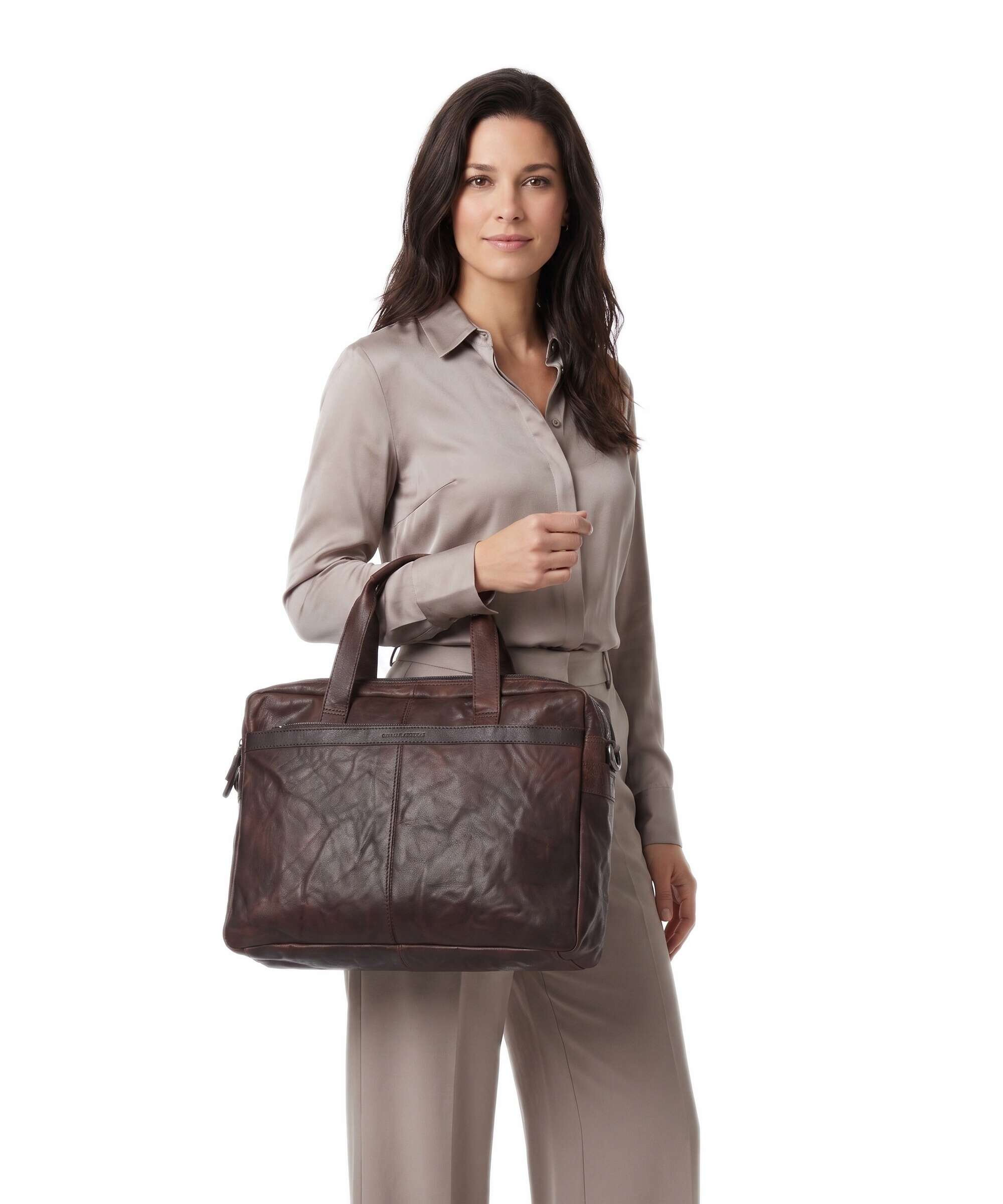 Spikes & Sparrow Bronco Colorado Briefcase dark brown