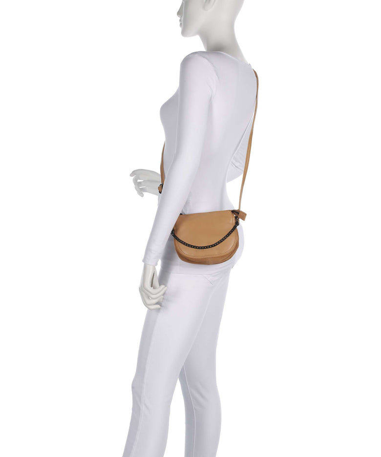 Spikes & Sparrow Suede Mix Delaine Crossbody bag camel