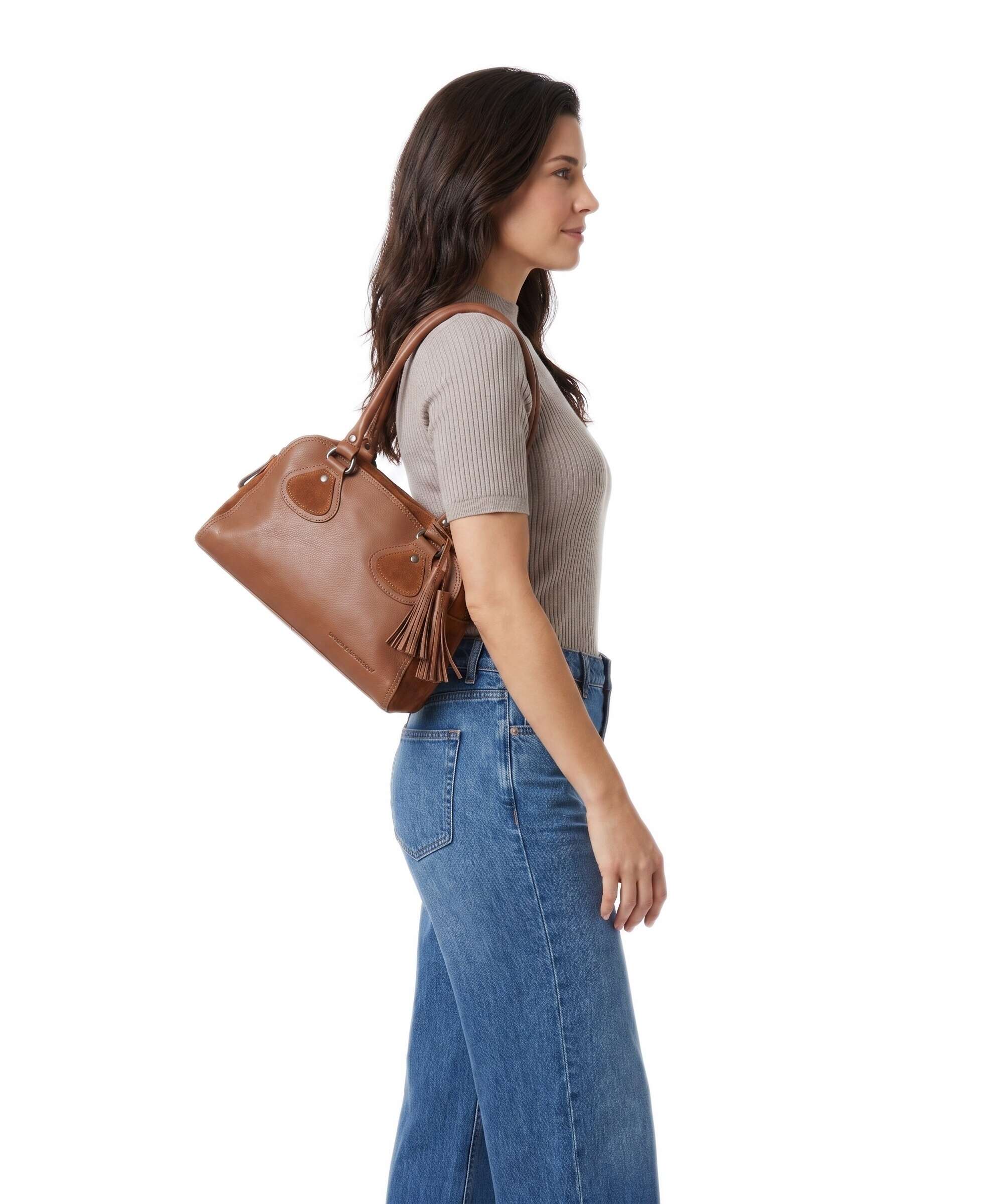 Spikes & Sparrow Suede Mix Sienna Shoulder bag mocca