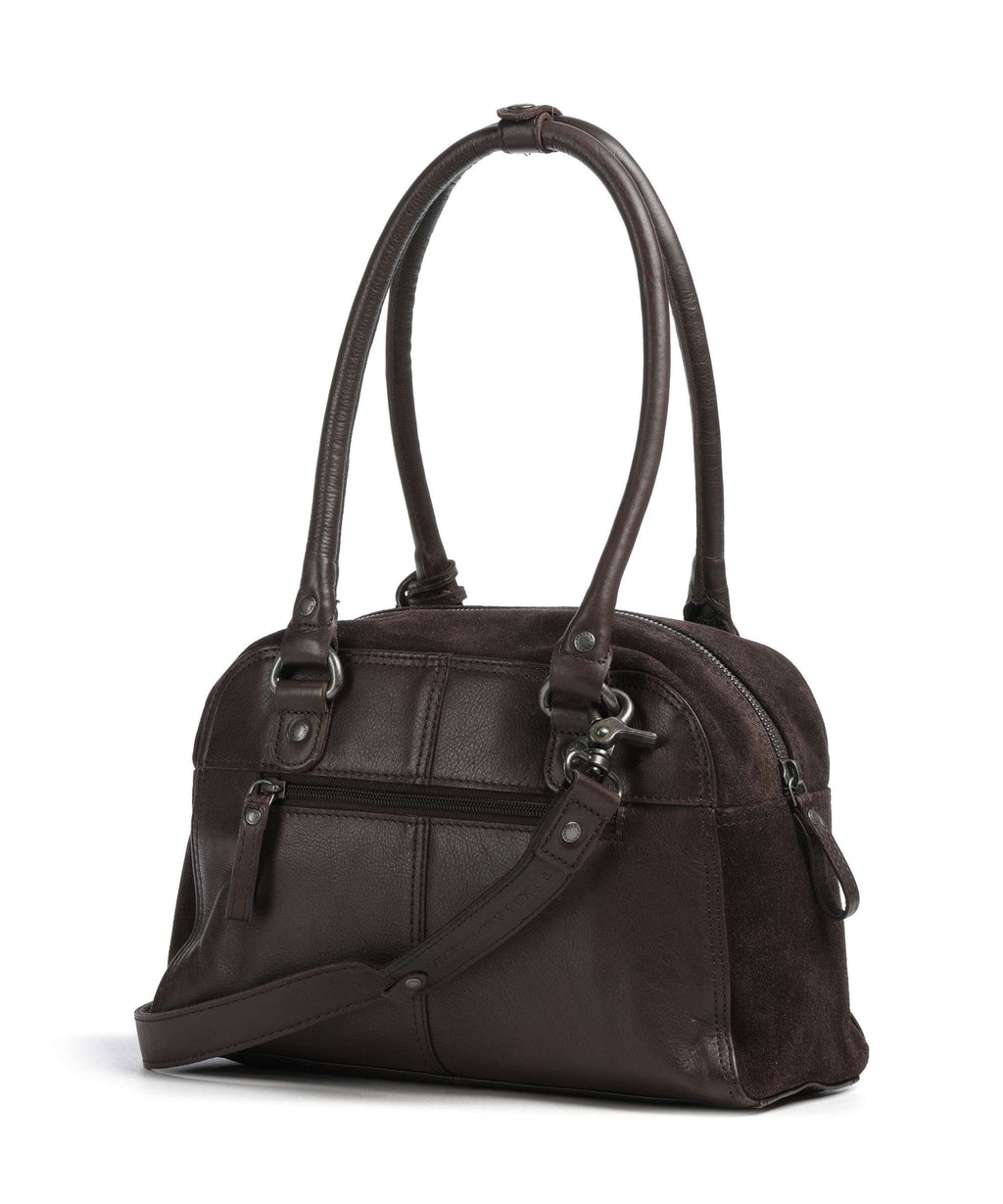 Spikes & Sparrow Suede Mix Sienna Shoulder bag dark brown