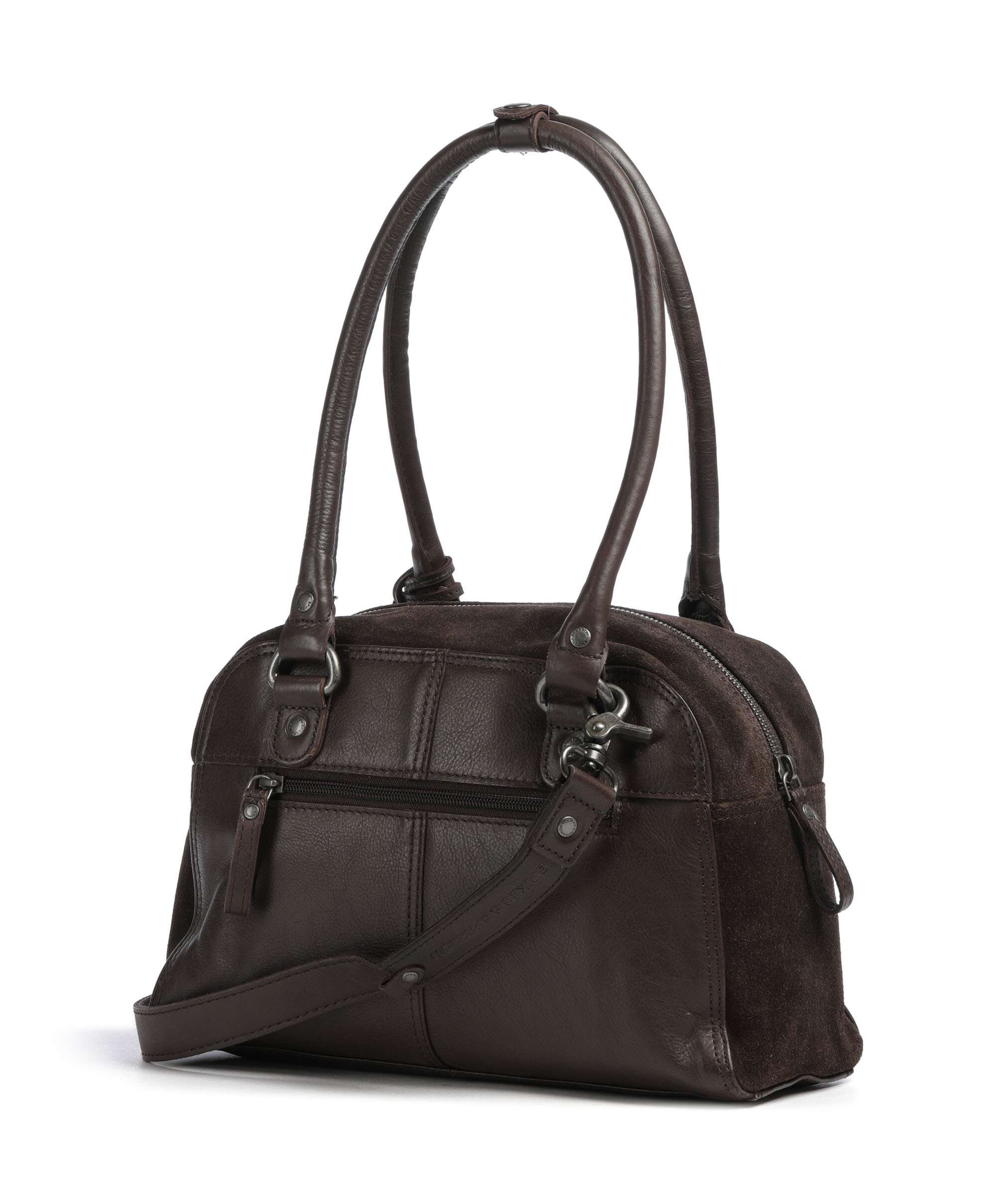 Spikes & Sparrow Suede Mix Sienna Shoulder bag dark brown