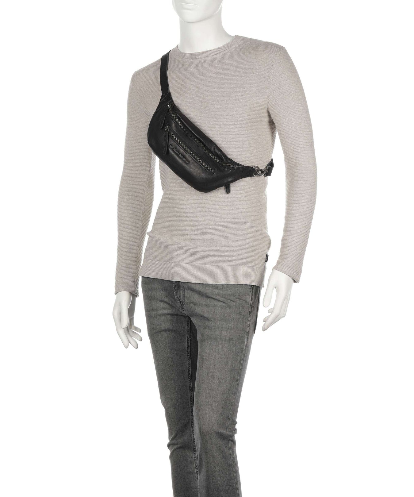 The Chesterfield Brand Washed Waxed Cow Severo Fanny pack black