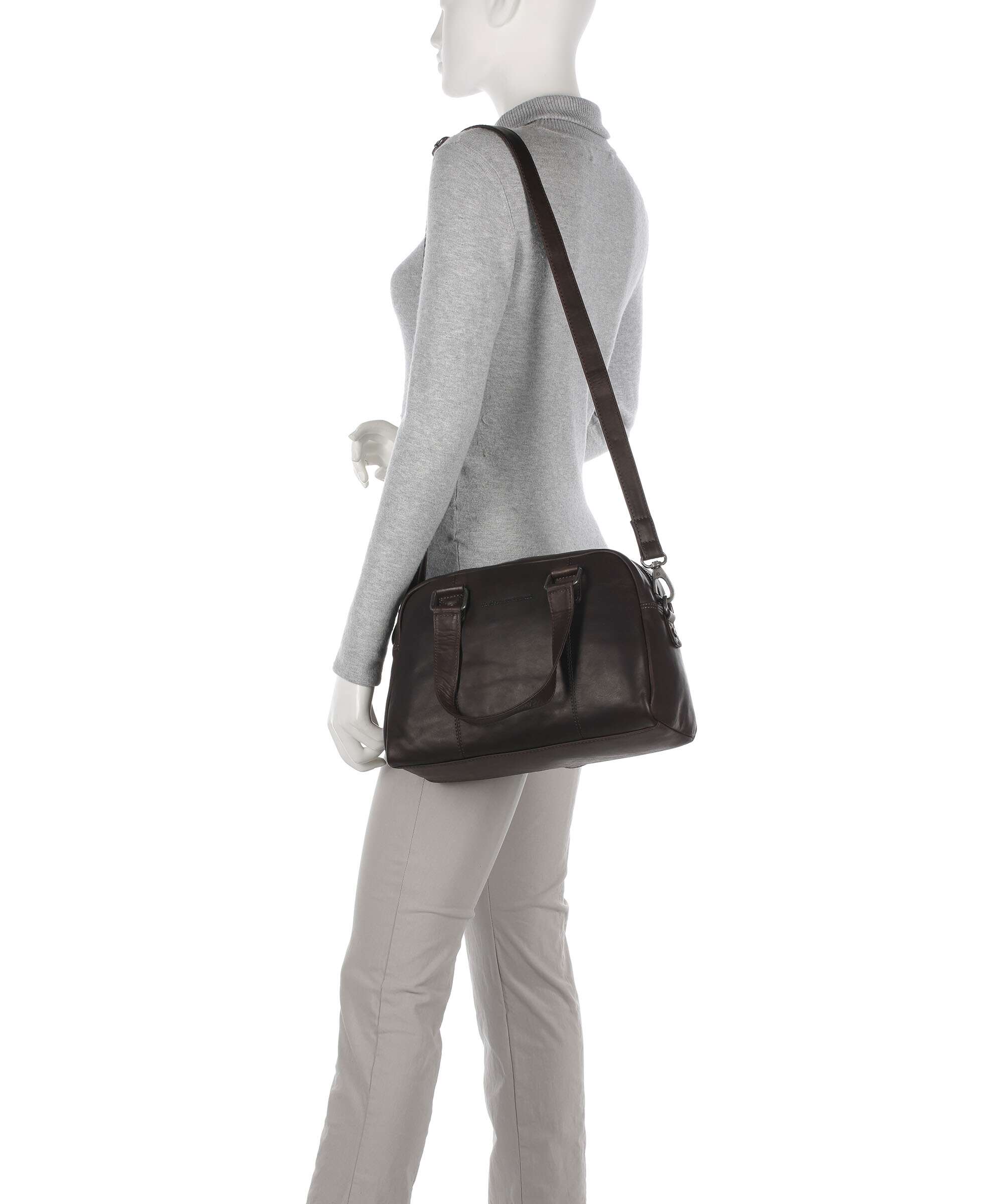 The Chesterfield Brand Wax Pull Up Cow Dover Handbag brown
