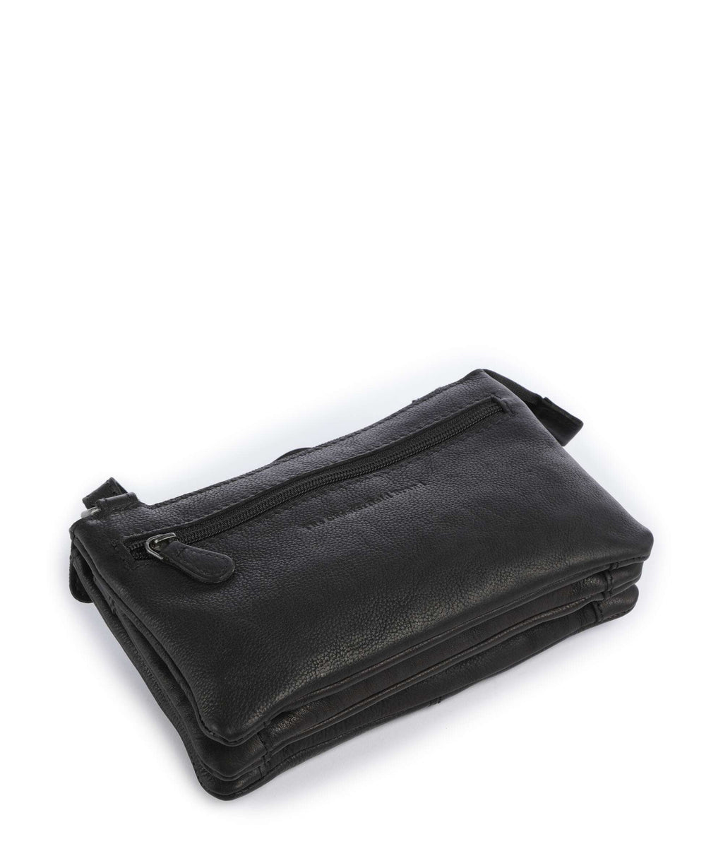 The Chesterfield Brand Washed Waxed Cow Osaka Crossbody bag black