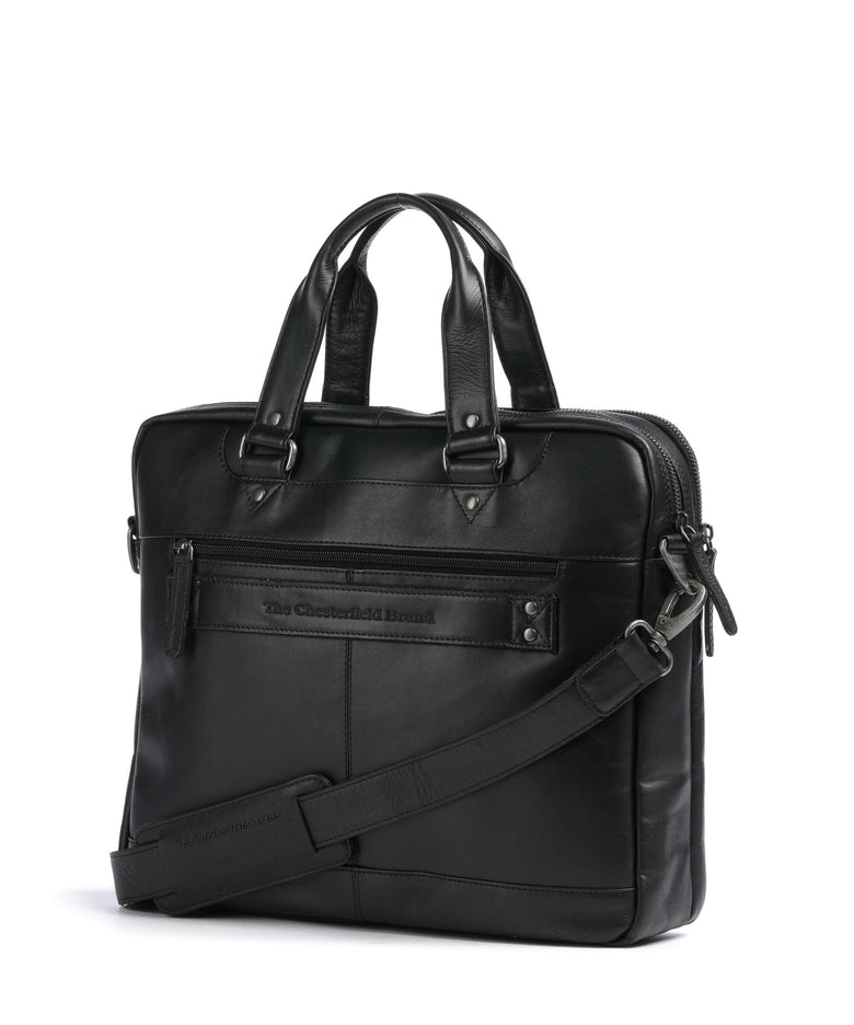 The Chesterfield Brand Wax Pull Up Cow Montara Laptop bag black