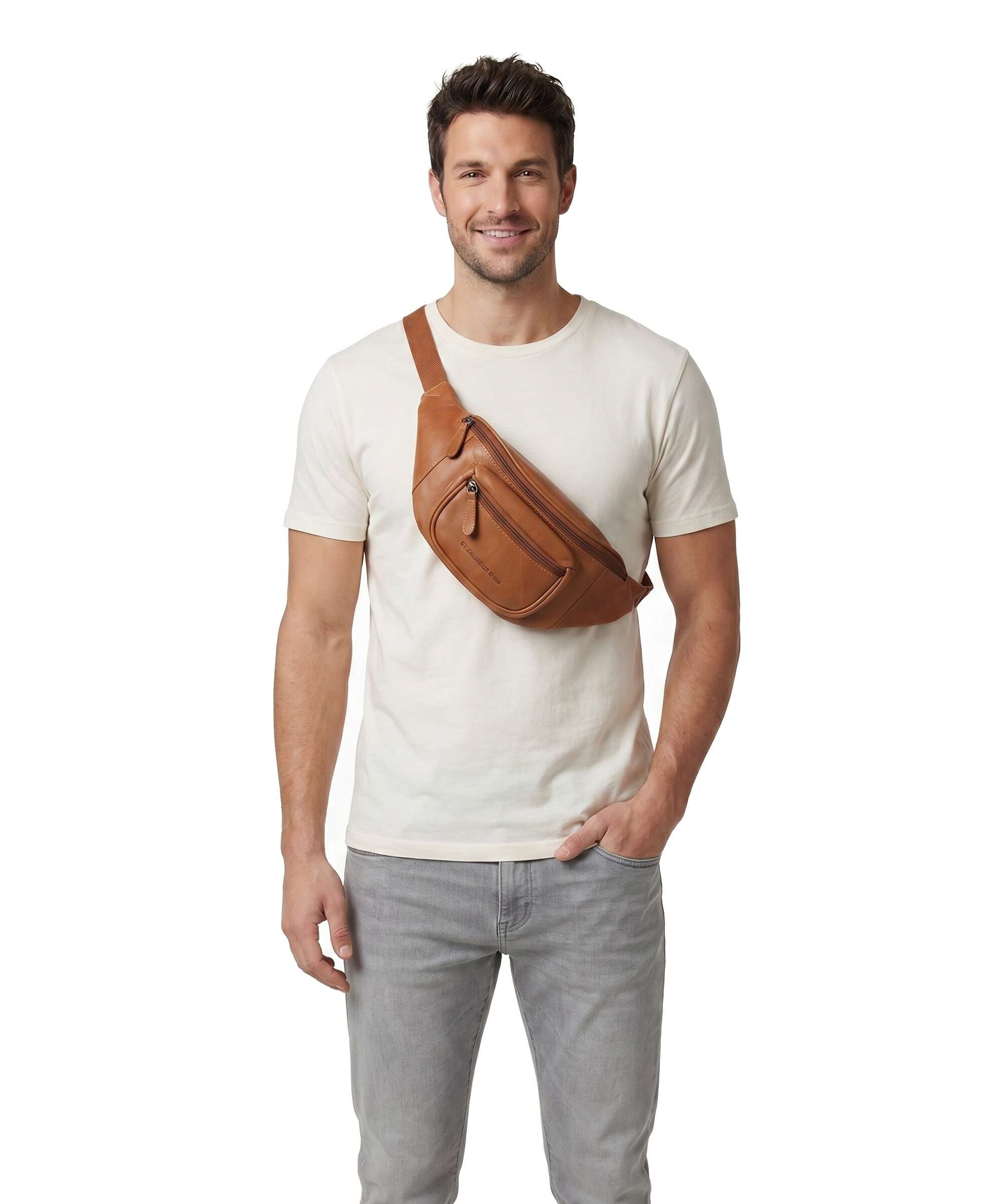 The Chesterfield Brand Wax Pull Up Cow Vernio Belt bag cognac