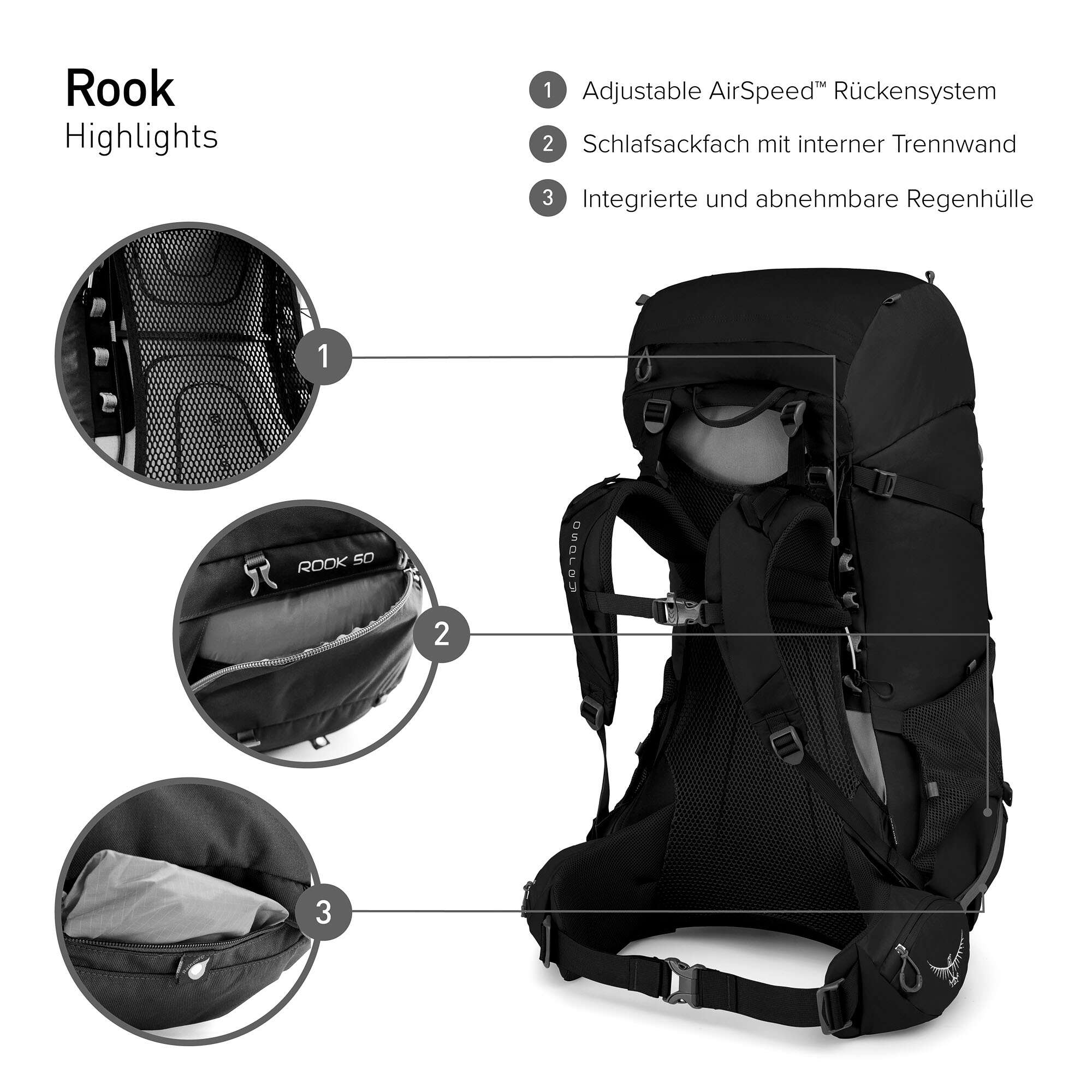 Osprey Rook 50 Trekking backpack histosol brown/rhino grey